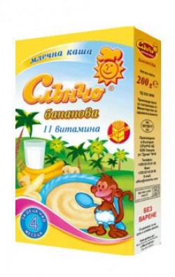 БАНАНОВА С БИСКВИТИ МЛЕЧНА КАША СЛЪНЧО 200ГР - ЦЕНА ЗА БР.